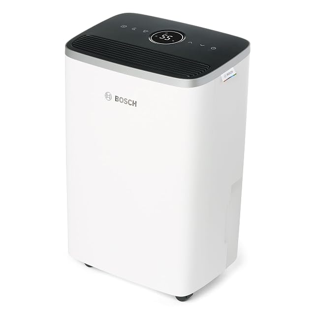 Deumidificatore Bosch Dry 4000 con serbatoio semi-trasparente da 2,5 litri e maniglia integrata