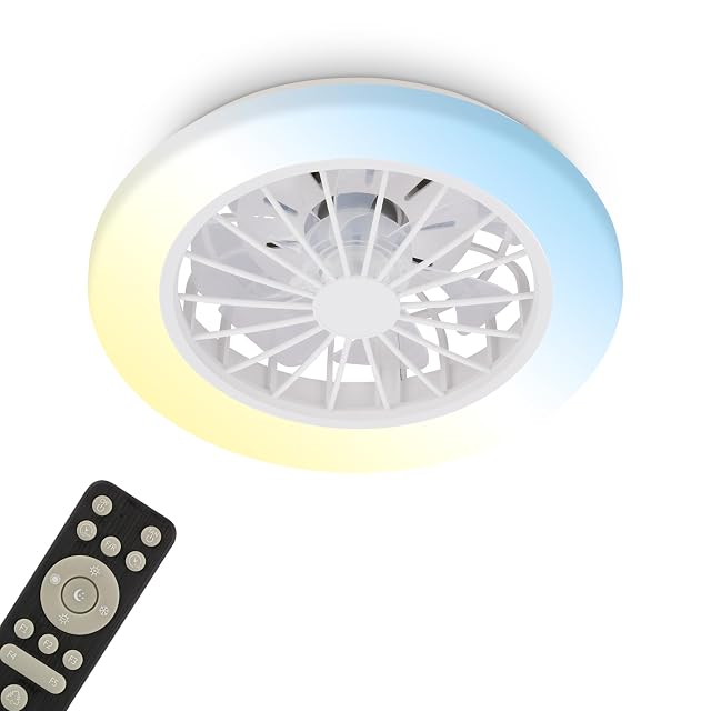 Ventilatore da soffitto compatto Briloner con plafoniera, 38 cm, con telecomando