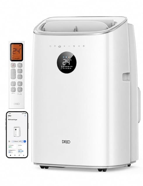 Climatizzatore portatile Dreo AC318S con telecomando magnetico e pannello di installazione per finestra