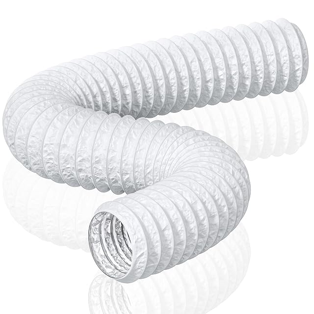 Tubo di scarico flessibile bianco HG Power da 150 mm arrotolato accanto al suo imballaggio