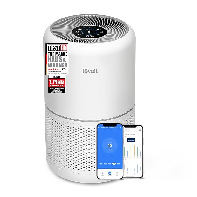 Purificatore d'aria Levoit Core 300S con anello del sensore laser illuminato