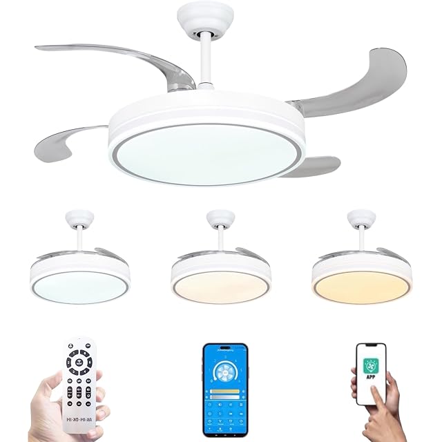 Ventilatore da soffitto MiKoMiKa F8808 con luce e pale pieghevoli