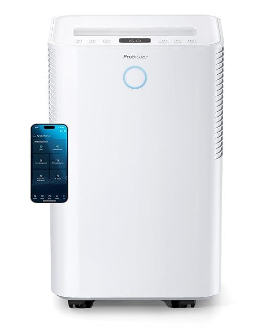 Deumidificatore WiFi Pro Breeze OmniDry 20L con display digitale e serbatoio da 4 litri