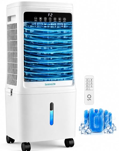 Raffrescatore evaporativo SereneLife SLACL25WHGY da 25 L su ruote piroettanti con telecomando